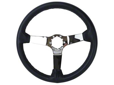 CA NQP Reproduction Leather Steering Wheel with Chrome Spokes; Dark Blue (1982 Corvette C3)