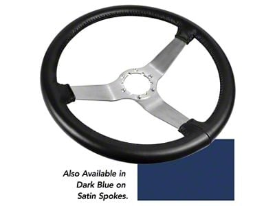 CA NQP Reproduction Leather Steering Wheel with Satin Spokes; Dark Blue (78-79 Corvette C2)