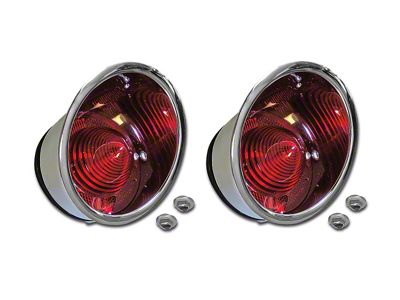 CA Outer Tail Lights; Chrome Housing; Red Lens (61-62 Corvette C1)