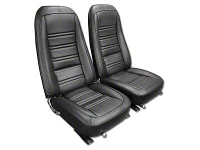 CA Premium Leather Complete Seats; Black (76-78 Corvette C3)