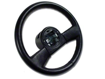 CA Reproduction Leather Steering Wheel; Black (84-89 Corvette C4)