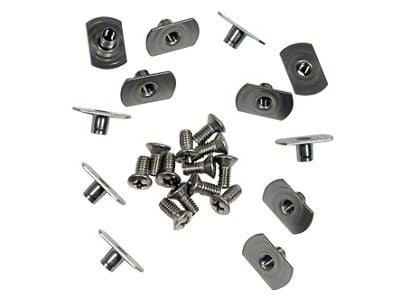 CA Soft Top Header Weatherstrip Screw and T-Nuts; 24-Pieces (56-62 Corvette C1)