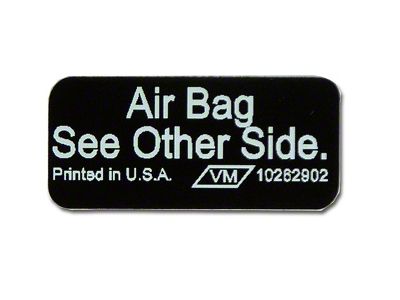 CA 1990-1996 Corvette Sunvisor Air Bag Warning Label