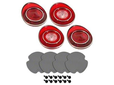 1970-1971 Corvette Tail Light and Back-Up Lens Kit with Gaskets and Screws - 4pc