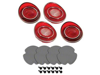 CA 1971-1973 Corvette Tail Light and Back-Up Lens Kit with Gaskets and Screws - 4pc