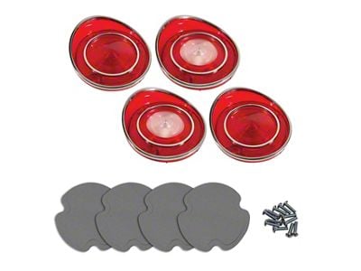 CA 1969 Corvette Tail Light and Back-Up Lens Kit with Gaskets and Screws - 4pc