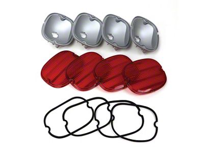 CA 1991-1996 Corvette Tail Light Replacement Set, Lenses and Housings with Gaskets - 12pc