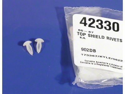 CA 1965-1967 Corvette Top Shield Rivets. Plastic 2 Piece Set