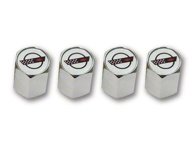 1984-1996 Corvette Valve Stem Caps. Chrome with C4 Logo