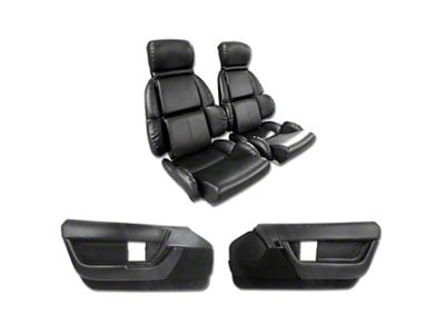 CA Vinyl Mounted Seats and Door Panel Interior Package; Black (90-92 Corvette C4)