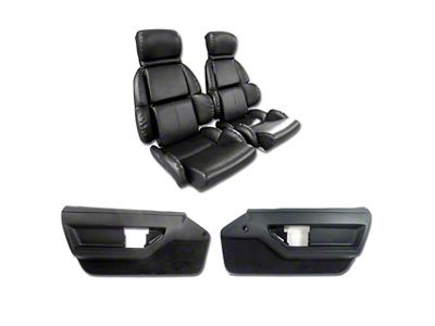 CA Vinyl Mounted Seats and Door Panel Interior Package; Black (1989 Corvette C4)