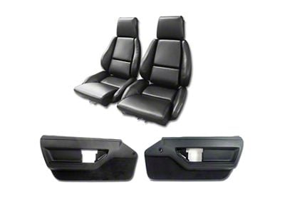 CA Vinyl Mounted Seats and Door Panel Interior Package; Black with Perforated Inserts (86-88 Corvette C4 Convertible)