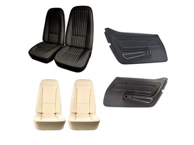 CA Vinyl Seat Upholstery, Seat Foam and Deluxe Door Panel Interior Package; Black (1976 Corvette C3)