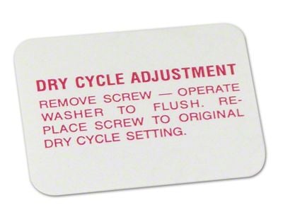 CA Washer Bottle Dry Cycle Adjust Decal (58-62 Corvette C1)