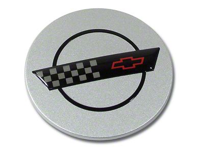 CA Wheel Center Cap with Logo; Silver (91-95 Corvette C4)