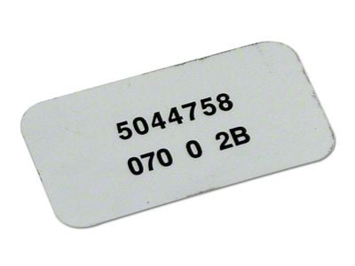 CA 1970 Corvette Windshield Wiper Motor Label