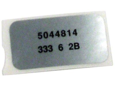 CA 1976-1978 Corvette Windshield Wiper Motor Label