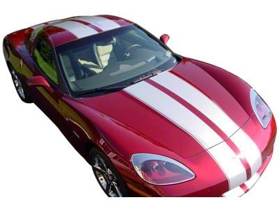 CA Dual Two Tone Stripes with Pin Stripes; Matte Black/Matte Red (63-96 Corvette C2, C3 & C4)