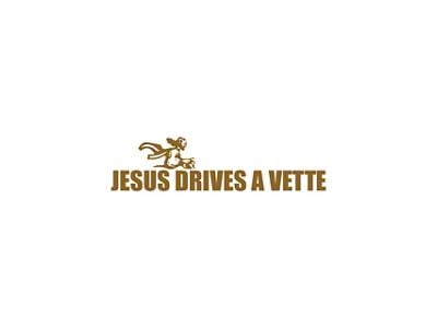 CA Jesus Drives a Vette Decal; Matte Gold (Universal; Some Adaptation May Be Required)