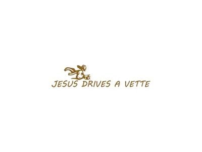 CA Jesus Drives a Vette Decal; Matte Gold (Universal; Some Adaptation May Be Required)