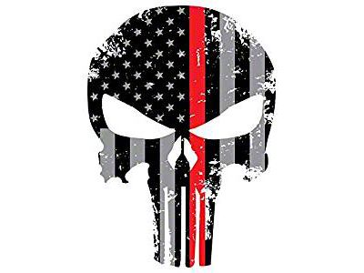 Tattered US Flag Punisher Skull Decal; Military Thin Green Line (Universal; Some Adaptation May Be Required)