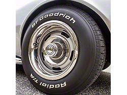 CA Rallye 4-Wheel Kit with Reproduction Hubcaps and Stainless Steel Trim Rings; 15x8 (68-81 El Camino)