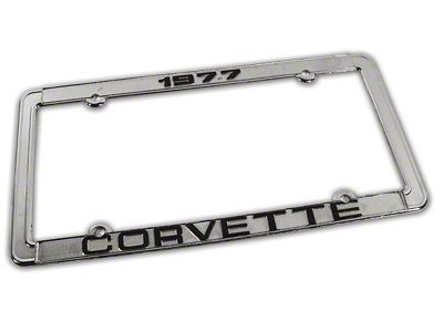 CA 1977 Corvette License Plate Frame; Chrome (Universal; Some Adaptation May Be Required)