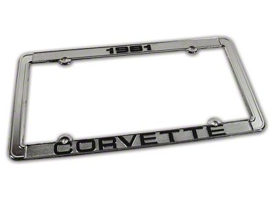 CA 1981 Corvette License Plate Frame; Chrome (Universal; Some Adaptation May Be Required)