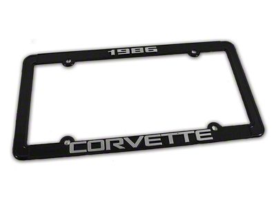 CA 1986 Corvette License Plate Frame; Black (Universal; Some Adaptation May Be Required)