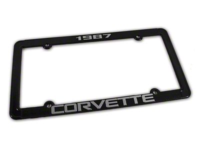 CA 1987 Corvette License Plate Frame; Black (Universal; Some Adaptation May Be Required)