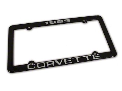 CA 1989 Corvette License Plate Frame; Black (Universal; Some Adaptation May Be Required)