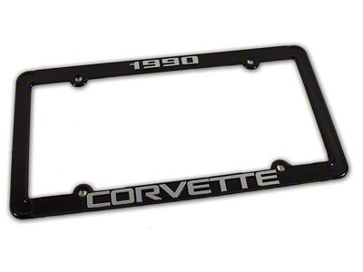 CA 1990 Corvette License Plate Frame; Black (Universal; Some Adaptation May Be Required)