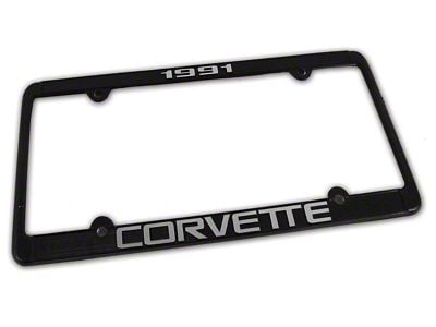 CA 1991 Corvette License Plate Frame; Black (Universal; Some Adaptation May Be Required)