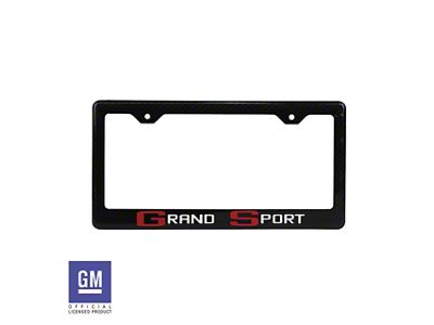 CA License Plate Frame with Red and White Grand Sport Logo; Carbon Fiber (Universal; Some Adaptation May Be Required)