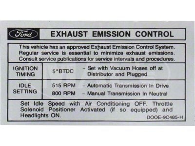 Calif Emission Decal, 302 AT/MT, Montego, 1970