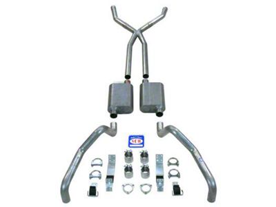 2.50-Inch Dual Exhaust System with Turbo Mufflers and Turndowns; Rear Exit (67-69 Camaro)