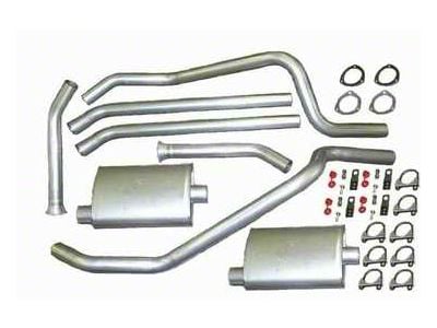 2.50-Inch Aluminized Header-Back Exhaust System with Standard Turbo Mufflers; Rear Exit (67-74 V8 Camaro w/ 3-Inch Collector Long Tube Headers)