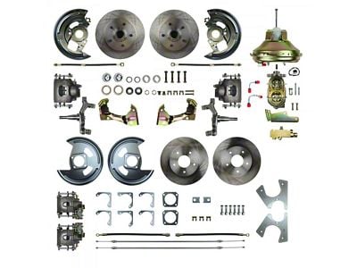 Camaro 4-Wheel Power Disc Brake Conversion Kit With 11 Booster, 2 Drop, Non-Staggered Rear Shocks, 1967-1969