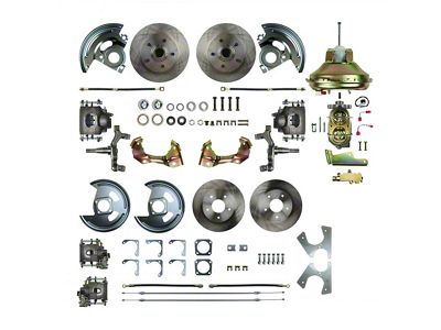 Camaro 4-Wheel Power Disc Brake Conversion Kit With 11 Booster, 2 Drop, Staggered Rear Shocks, 1967-1969