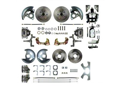 Camaro 4-Wheel Power Disc Brake Conversion Kit With 8 Chrome Booster, 2 Drop, Non-Staggered Rear Shocks, 1967-1969