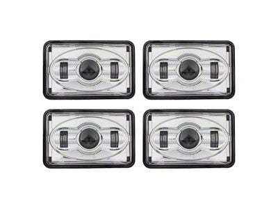 4x6 LED Headlights; Low and High Beam; Chrome Housing; Clear Lens (82-92 Camaro)