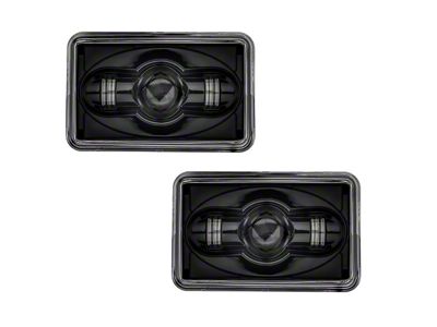 4x6 LED Projection Headlights; High Beam; Black Housing; Clear Lens (82-92 Camaro)