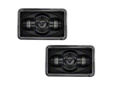 4x6 LED Projection Headlights; Low Beam; Black Housing; Clear Lens (82-92 Camaro)