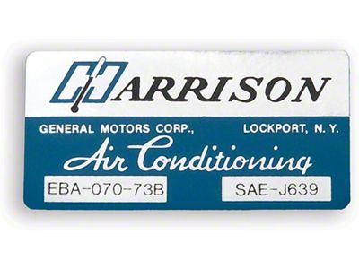 Camaro Air Conditioning Evaporator Box Decal, Harrison, 1974