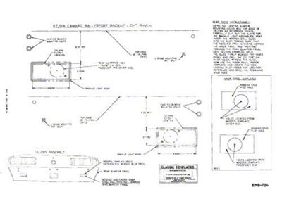 Back-Up Light Template Set,Rally Sport RS ,67-68