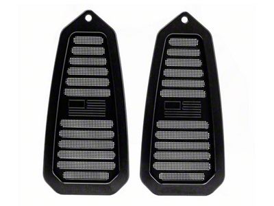 Billet Door Jamb Vents with FLAG logo; Black Anodized (67-69 Camaro)