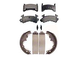 Ceramic Brake Pads with Drum Shoes; Front and Rear (82-92 Camaro w/o Performance Package)