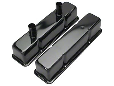 Circle Track Tall Valve Covers with Tubes; Black (67-81 Small Block V8 Camaro)