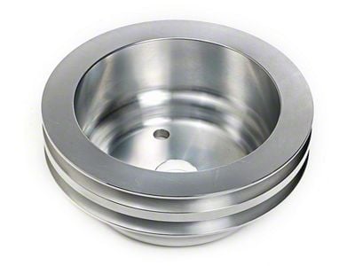 Crankshaft Pulley; 2-Groove; Machined Aluminum (69-85 Small Block V8 Camaro w/ Long Water Pump)