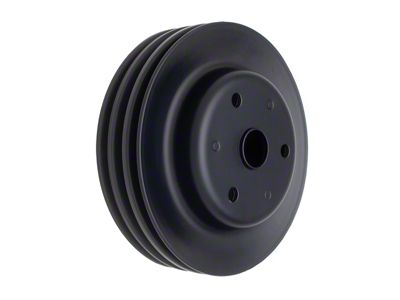 Crankshaft Pulley; 3-Groove; Asphalt Black (69-85 Small Block V8 Camaro w/ Long Water Pump)